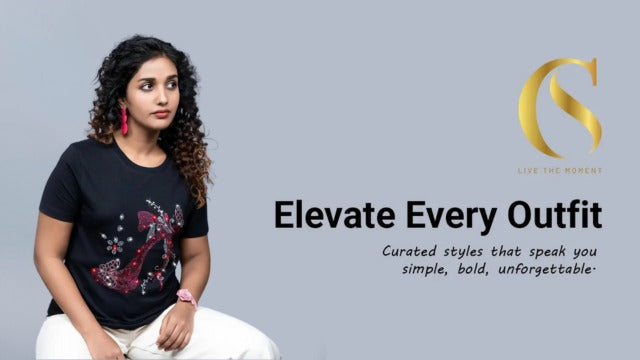 Stone Embellished Tees - Bling T-shirt in India – Center Stage