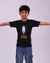 Black Space Explorer kids t-shirt front view – unisex tee India