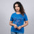 Multi-Color Butterfly Motif on Royal Blue Tees for Women in India