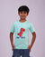 Dino-mite mint green kids unisex tee – right angle view