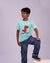 Kids wearing Dino-mite mint green unisex tee with fun pose