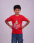 Playful side pose of Hello Summer kids tee – boys & girls fashion